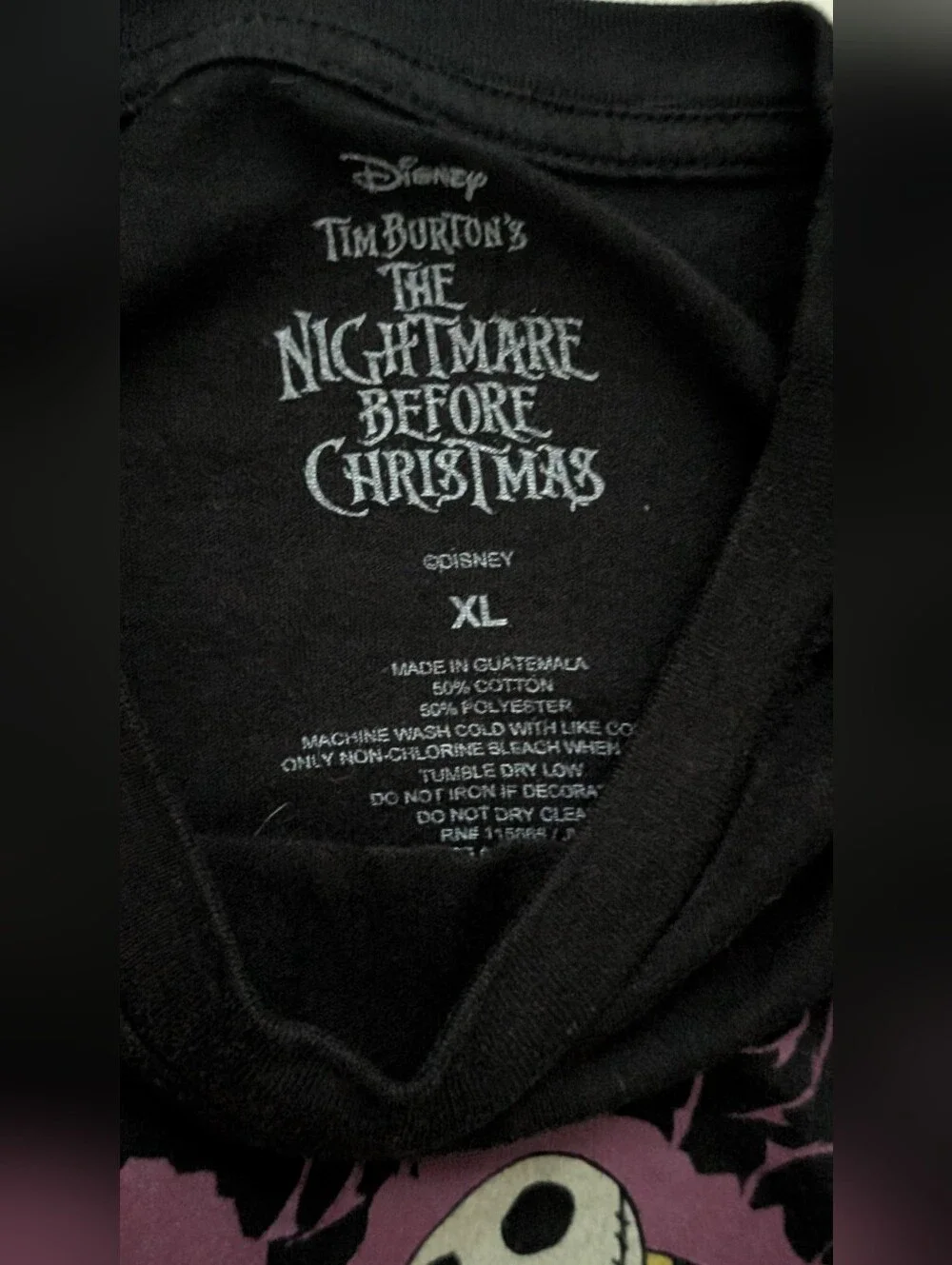 Disney Jack Skellington & Sally Heart Graphic Tee - Black, Purple, Yellow - Picture 3 of 5